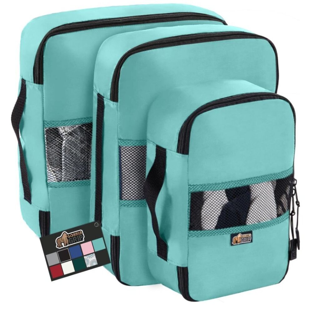 Packing Cubes, Turquoise Travel Essentials - Gorilla Grip 3-Pack